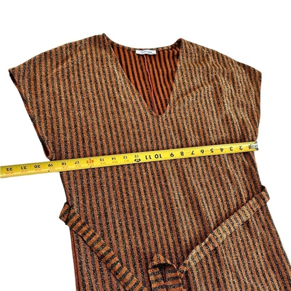 Zara Trafaluc Sparkly Metallic V-neck Striped Dress Size M - Picture 5 of 17